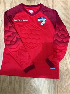 “East Texas United SC Youth Goalie Jersey Red Long Sleeve Padded 2XS”